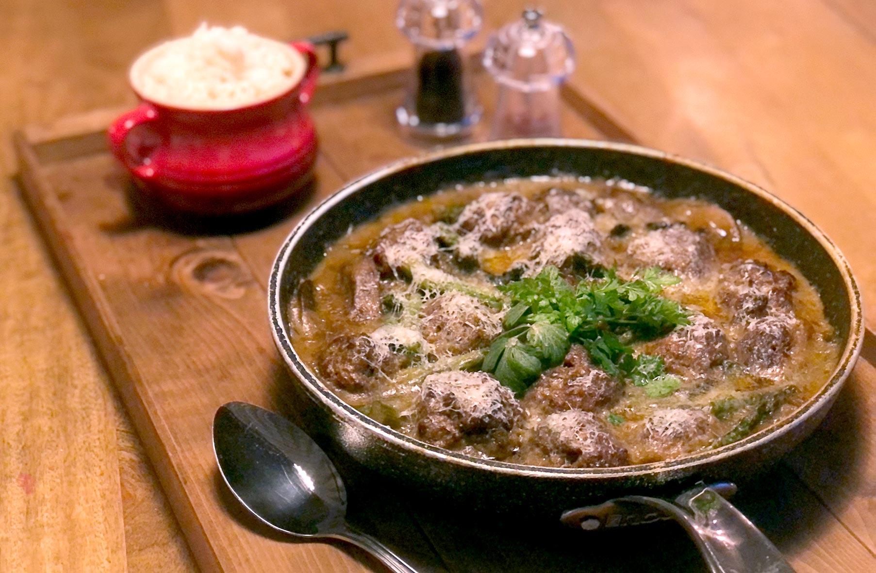 Swedish Meatballs with Brown Mushrooms and Asparagus